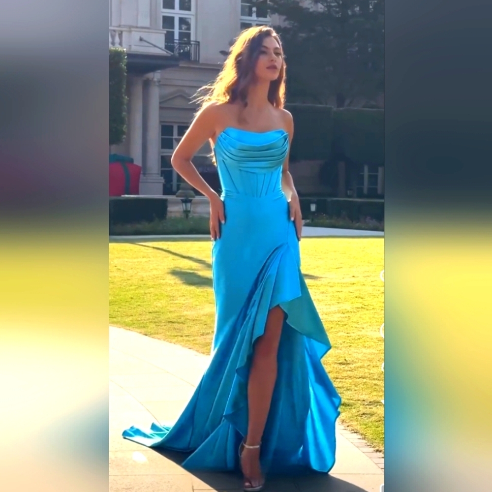 STACEES Elegant Blue Evening Gown